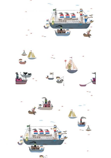 Duurzaam Kinderbehang | Bootjes | 146.1 x 280 cm | Kek Amsterdam | Peltenburg Natuurverf