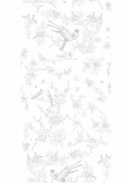Duurzaam Behang | Birds & Blossom | Grijs | 97.4 x 280 cm | Kek Amsterdam | Peltenburg Natuurverf