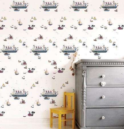 Duurzaam Kinderbehang | Holland America Line | 97.4 x 280 cm | Kek Amsterdam | Peltenburg Natuurverf