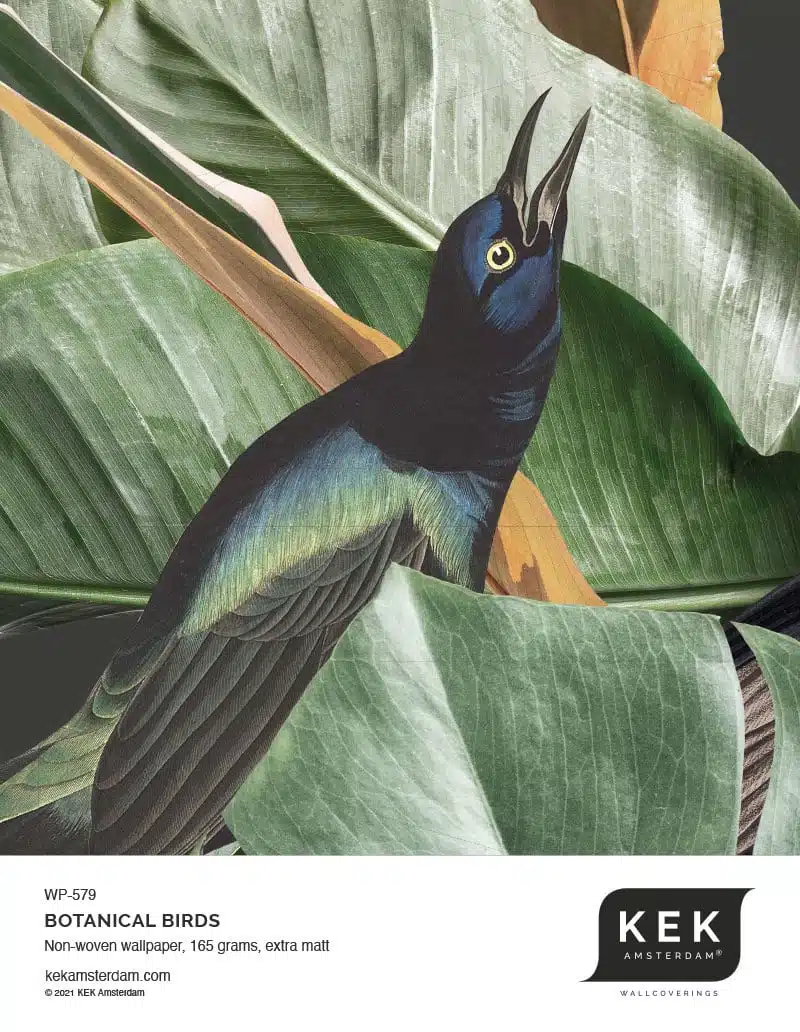 Duurzaam Behang | Botanical Birdss | Zwart | 97.4 x 280 cm | Kek Amsterdam | Peltenburg Natuurverf - Afbeelding 6