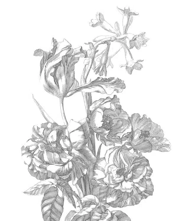 Duurzaam Fotobehang | Engraved Flowers | Kek Amsterdam | Peltenburg Natuurverf