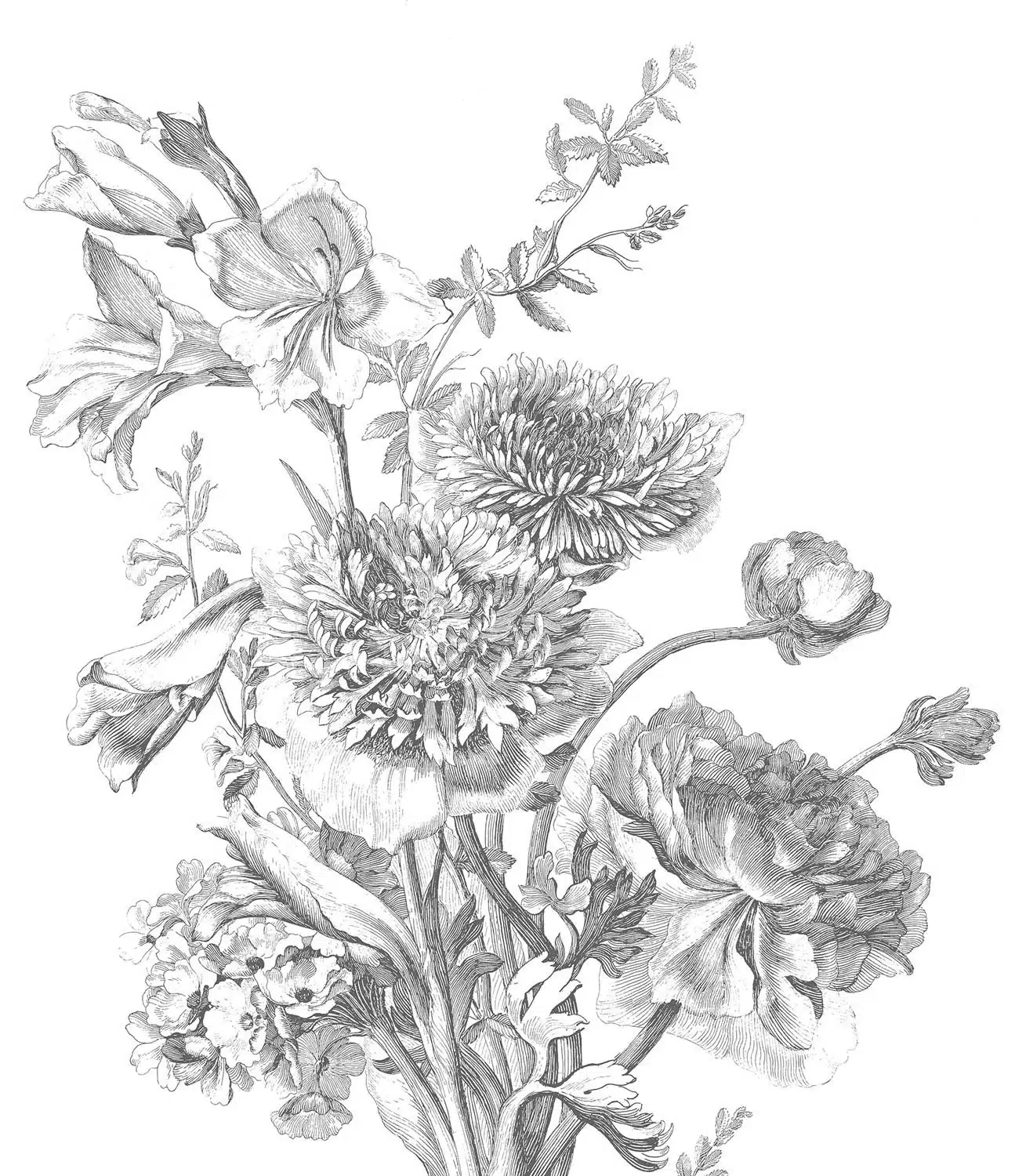 Duurzaam Fotobehang | Engraved Flowers | Kek Amsterdam | Peltenburg Natuurverf