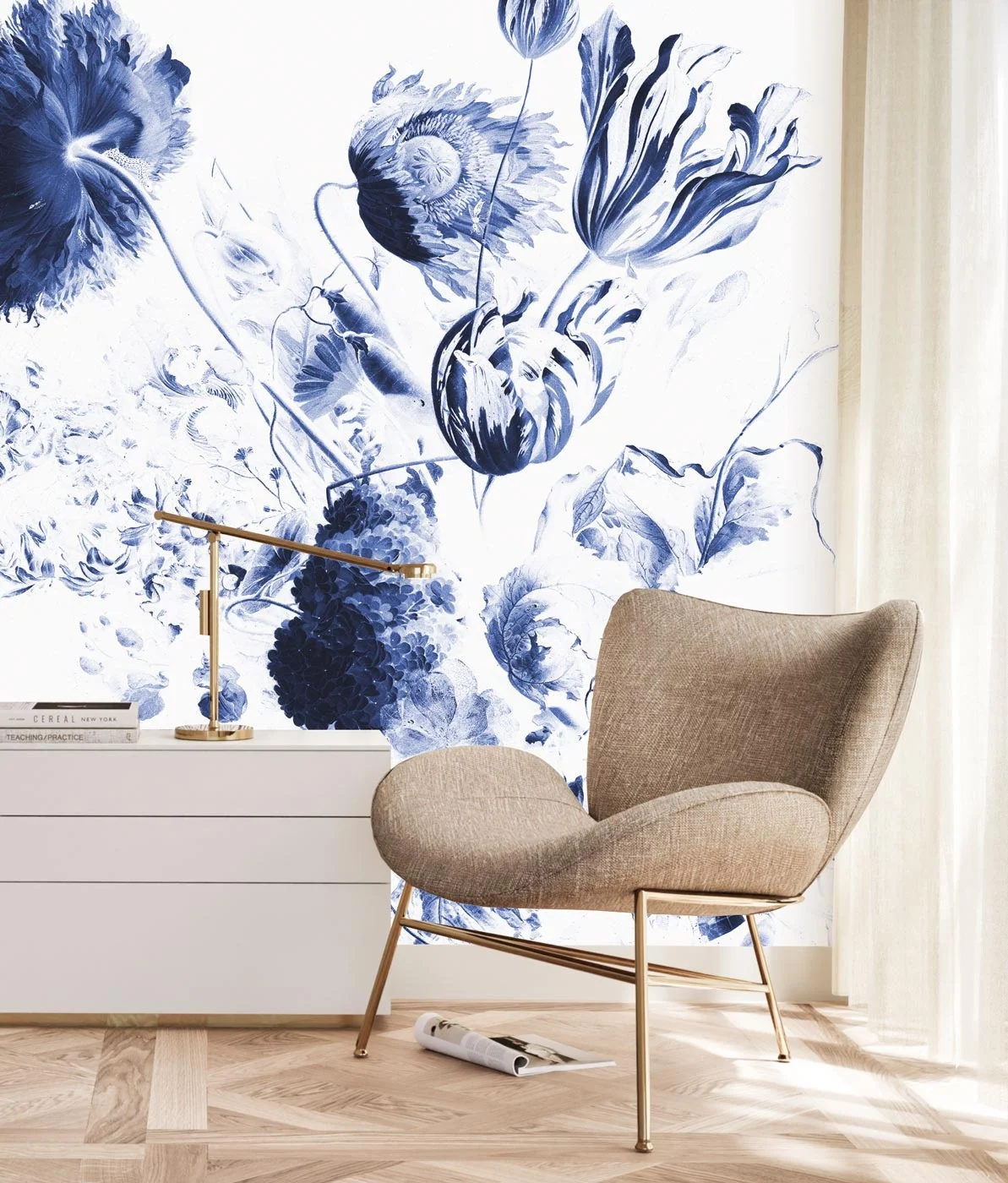 Duurzaam behang | Bloemen behang | Royal Blue Flowers I | Kek Amsterdam | Peltenburg Natuurverf - Afbeelding 2