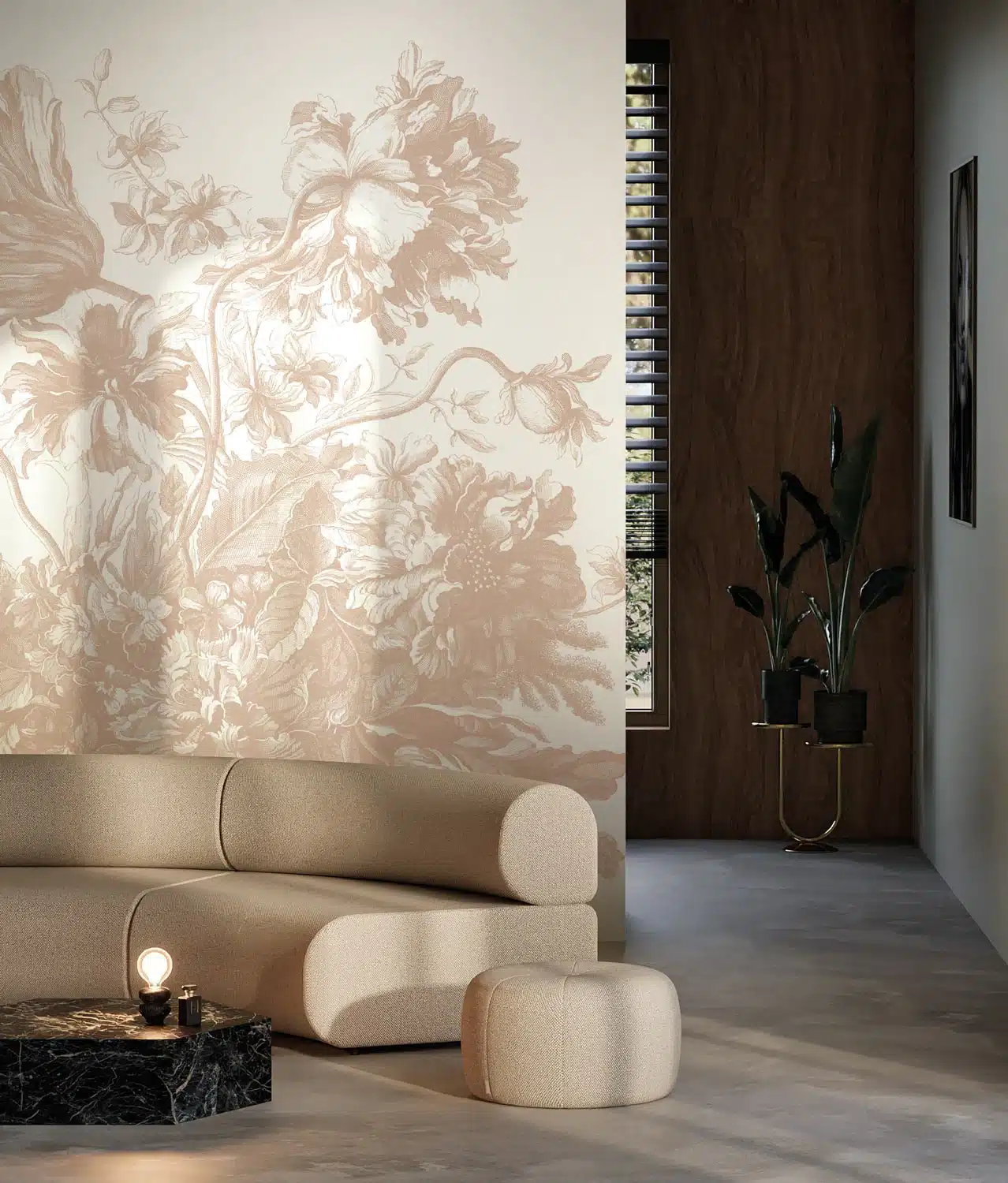 Duurzaam Fotobehang | Engraved Flowers | Grijs |  Kek Amsterdam | Peltenburg Natuurverf - Afbeelding 2