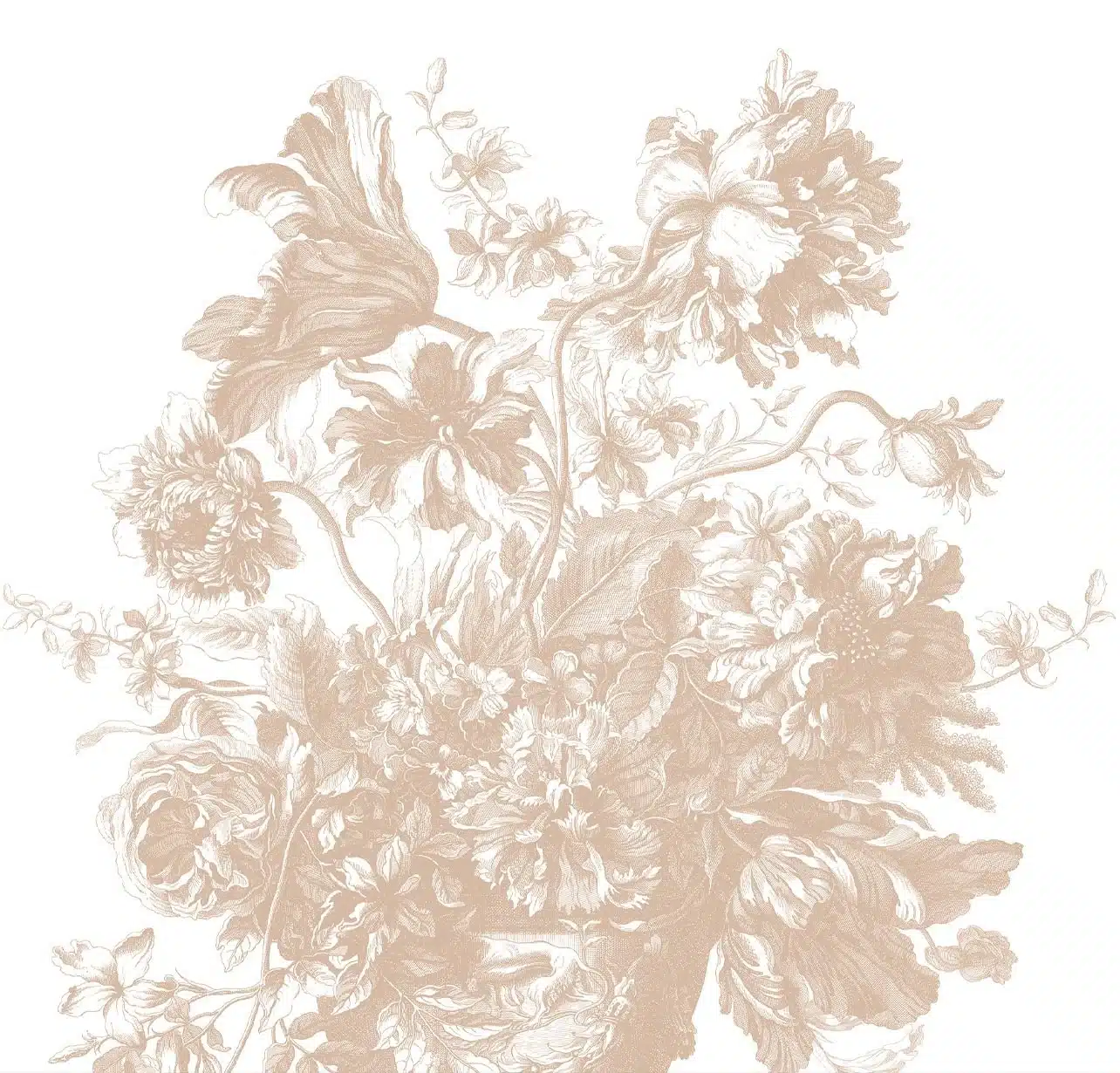 Duurzaam Fotobehang | Engraved Flowers | Nude |  Kek Amsterdam | Peltenburg Natuurverf