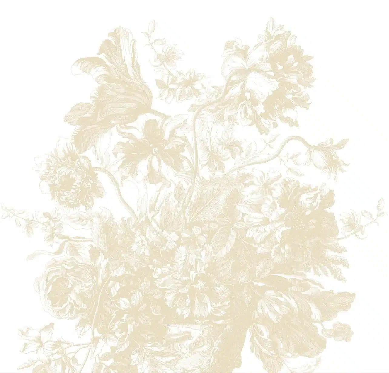 Duurzaam Fotobehang | Engraved Flowers | beige |  Kek Amsterdam | Peltenburg Natuurverf