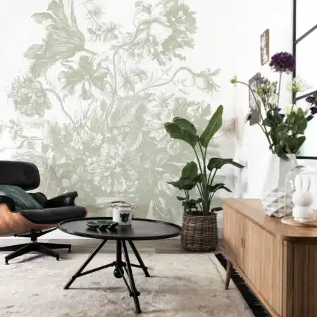 Duurzaam Fotobehang | Engraved Flowers | Groen |  Kek Amsterdam | Peltenburg Natuurverf