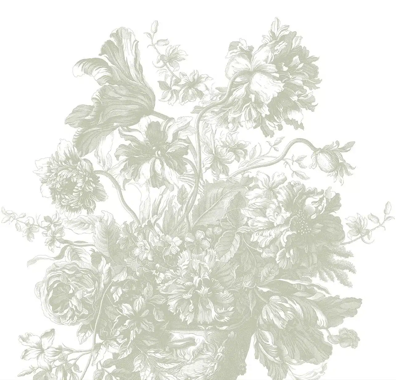Duurzaam Fotobehang | Engraved Flowers | Groen |  Kek Amsterdam | Peltenburg Natuurverf