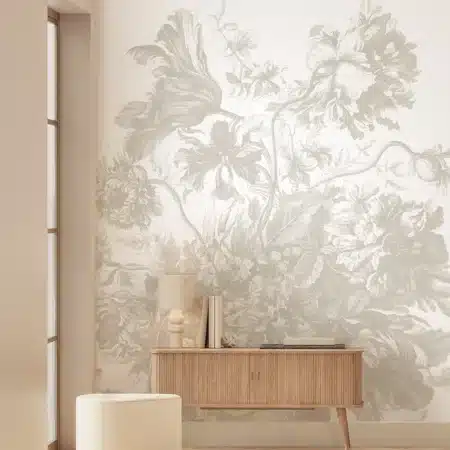 Duurzaam Fotobehang | Engraved Flowers | Grijs |  Kek Amsterdam | Peltenburg Natuurverf