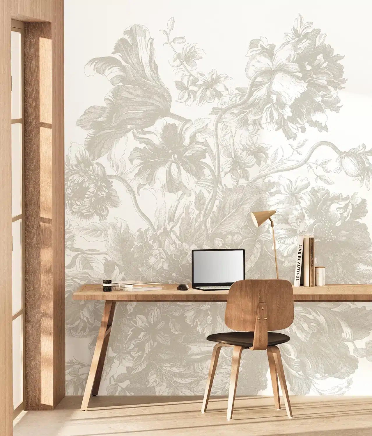 Duurzaam Fotobehang | Engraved Flowers | Grijs | Kek Amsterdam | Peltenburg Natuurverf - Afbeelding 2