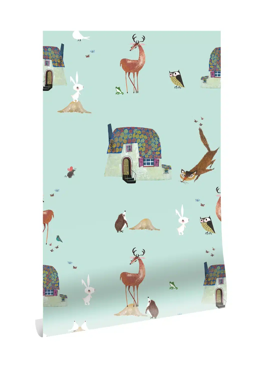 Duurzaam Kinderbehang | Forest Animals | Mint | 97.4 x 280 cm | Kek Amsterdam | Peltenburg Natuurverf - Afbeelding 3