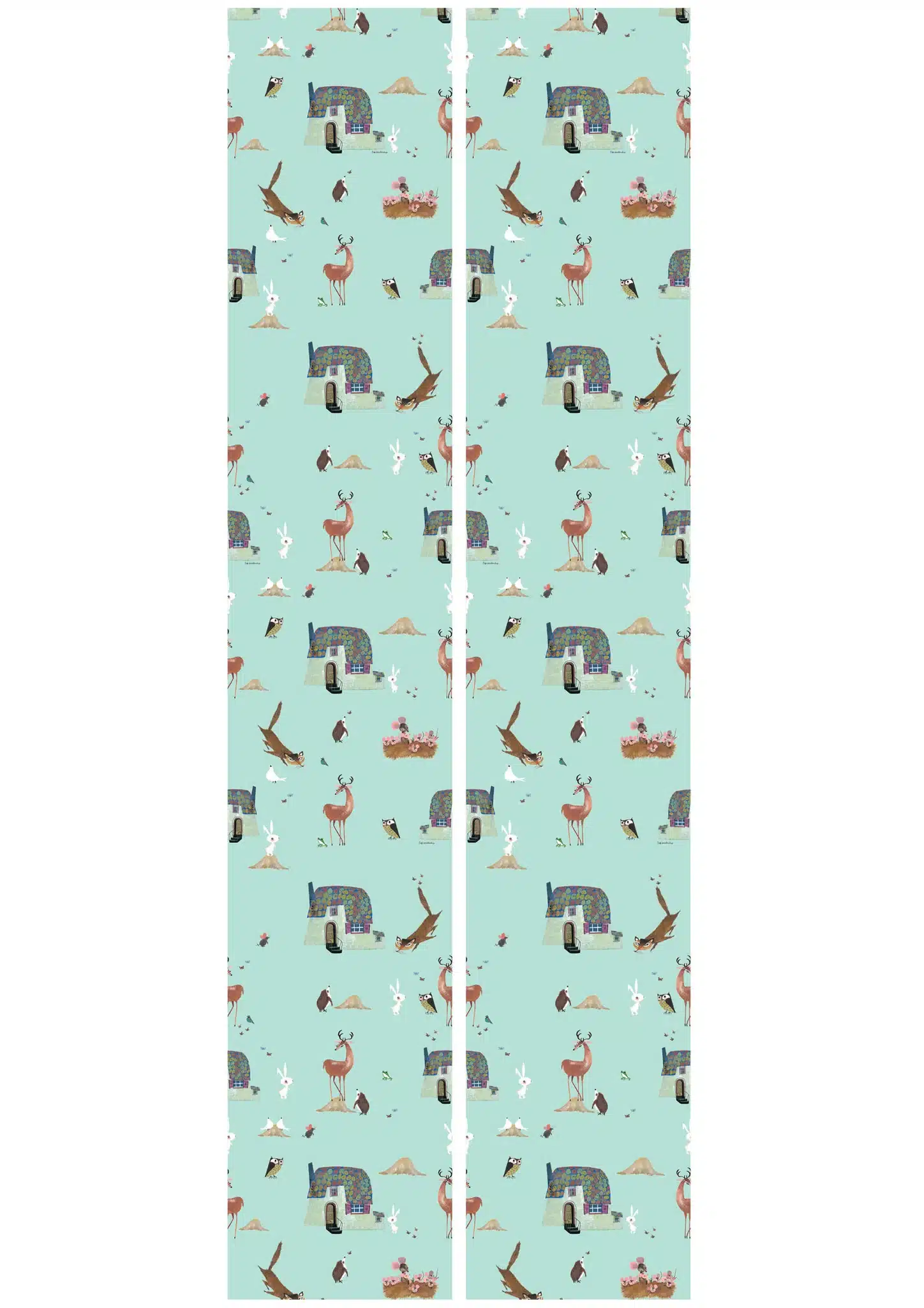 Duurzaam Kinderbehang | Forest Animals | Mint | 97.4 x 280 cm | Kek Amsterdam | Peltenburg Natuurverf - Afbeelding 4