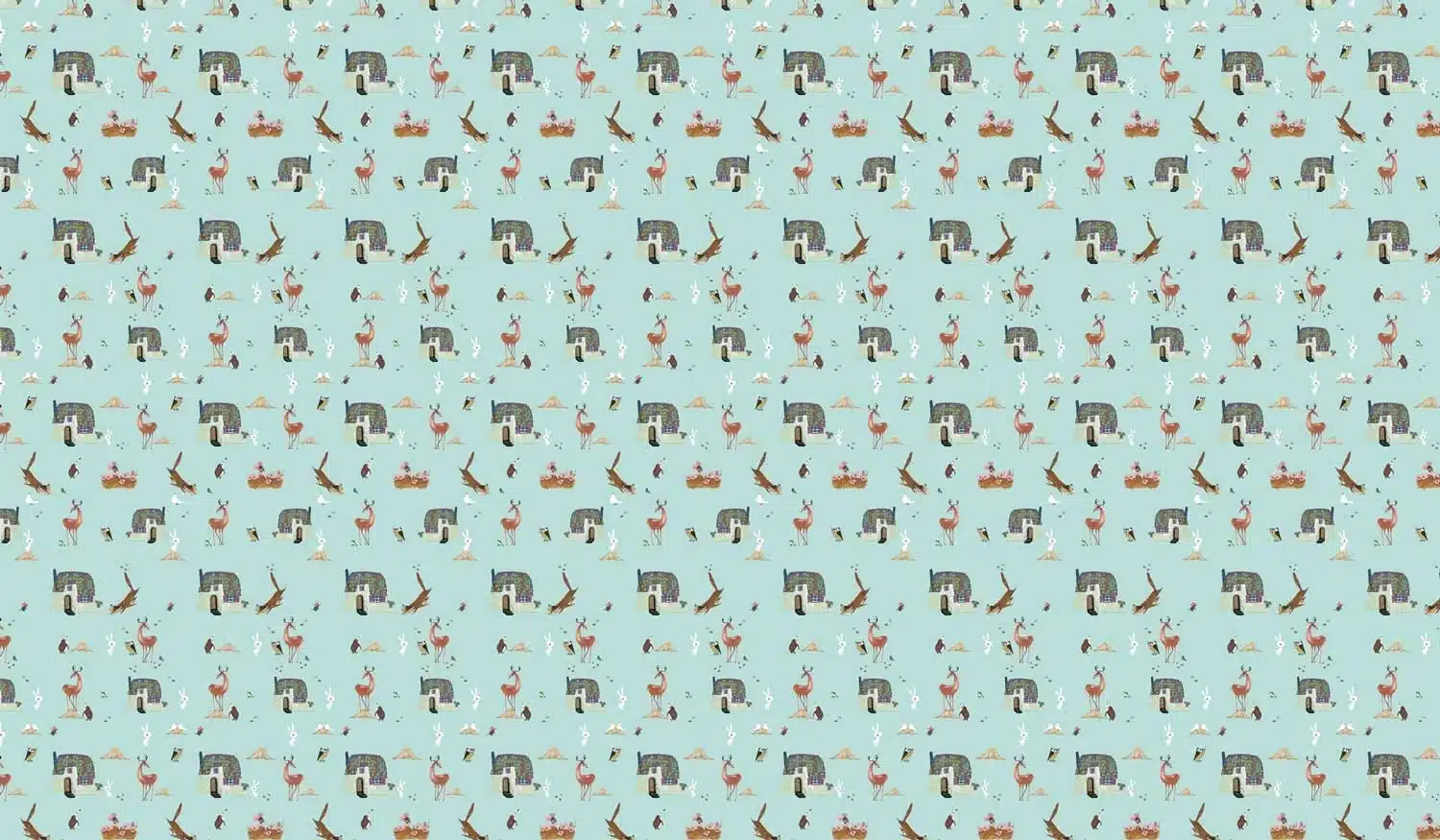 Duurzaam Kinderbehang | Forest Animals | Mint | 97.4 x 280 cm | Kek Amsterdam | Peltenburg Natuurverf - Afbeelding 2