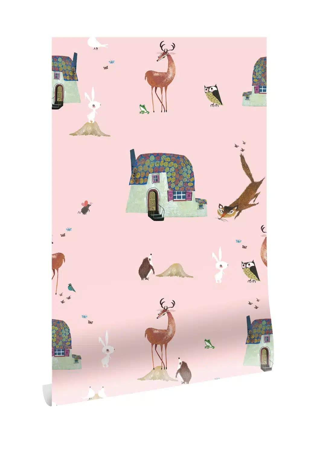 Duurzaam Kinderbehang | Forest Animals | Roze | 97.4 x 280 cm | Kek Amsterdam | Peltenburg Natuurverf - Afbeelding 3