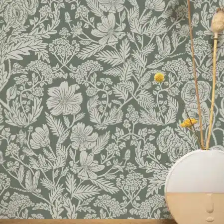 Duurzaam Behang | Getekende Bloemen | Blauw |100 x 280 cm | Kek Amsterdam | Peltenburg Natuurverf