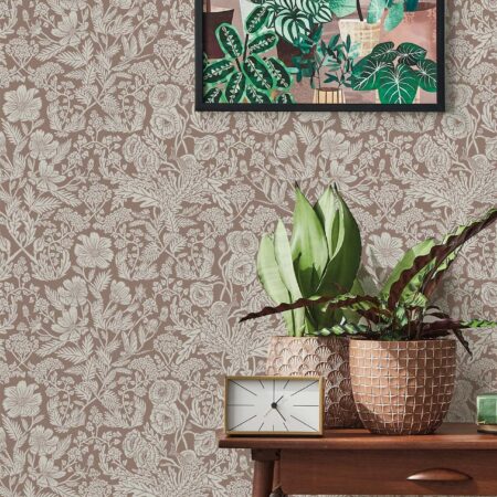 Duurzaam Behang | Getekende Bloemen | Nude |100 x 280 cm | Kek Amsterdam | Peltenburg Natuurverf