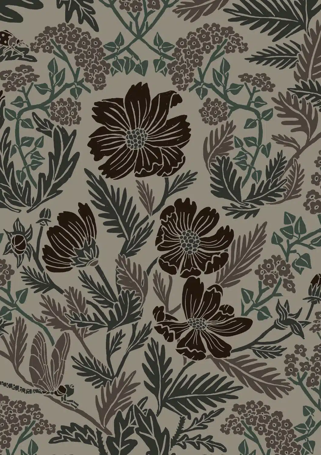 Duurzaam Behang | Botanisch Patroonbehang 22 |100 x 280 cm | Kek Amsterdam | Peltenburg Natuurverf - Afbeelding 5