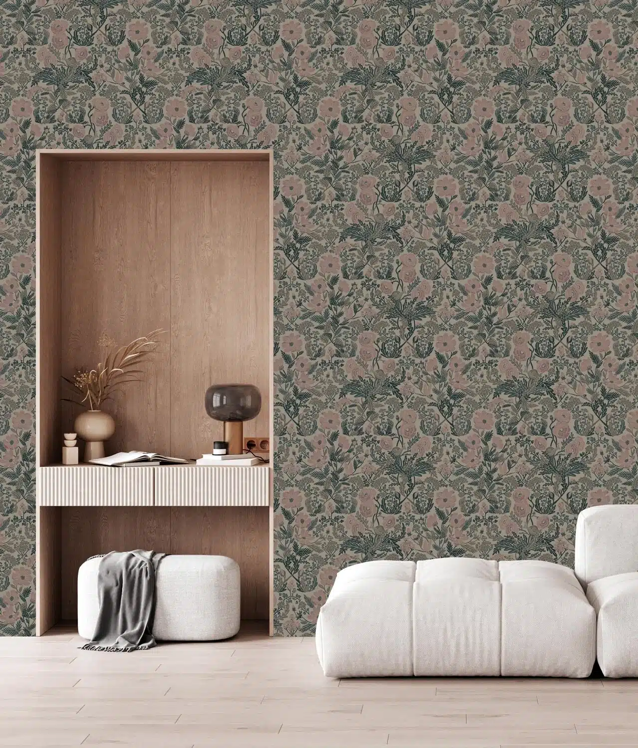 Duurzaam Behang | Botanisch Patroonbehang 9 |100 x 280 cm | Kek Amsterdam | Peltenburg Natuurverf