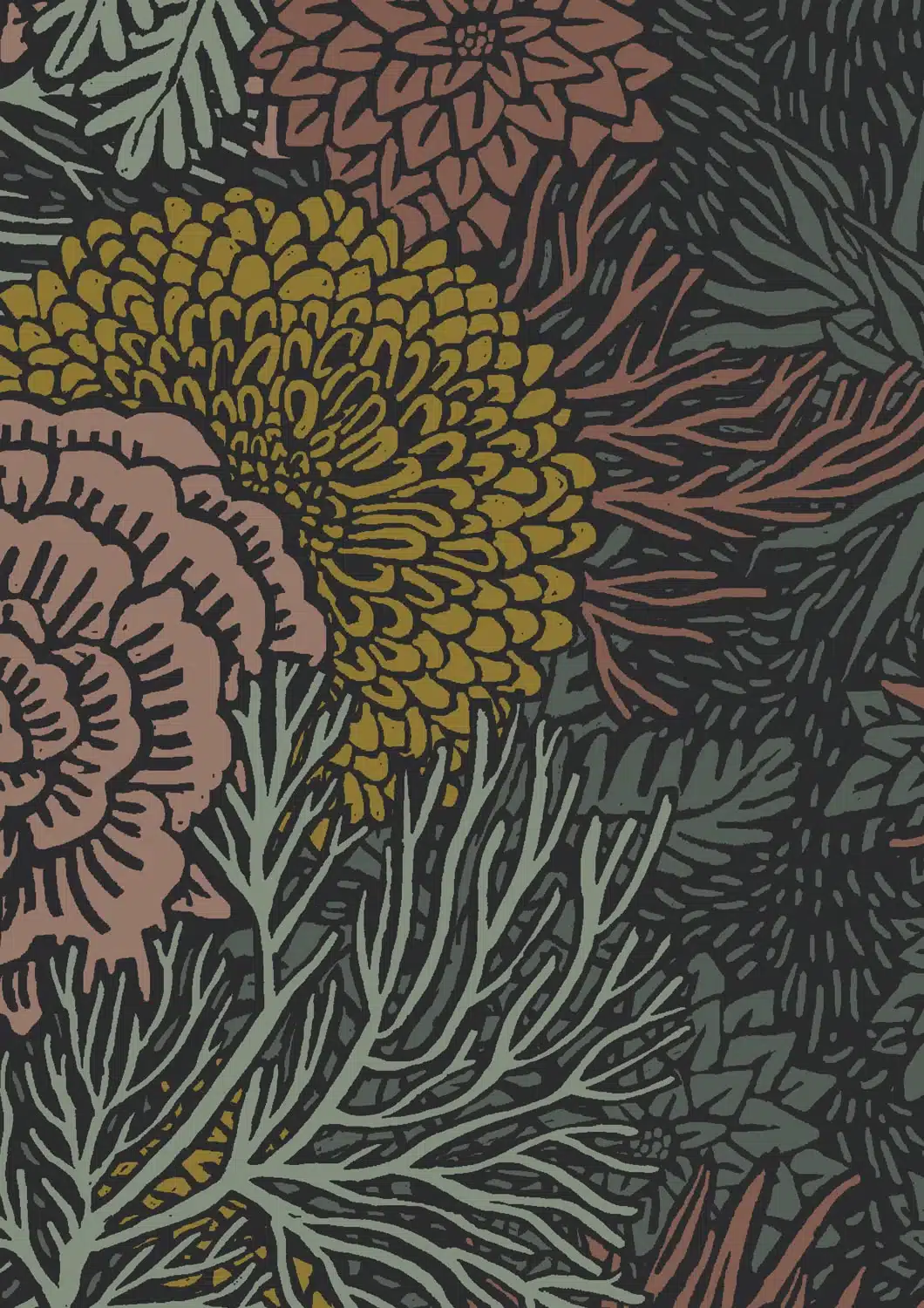 Duurzaam Behang | Botanisch Patroonbehang 17 |100 x 280 cm | Kek Amsterdam | Peltenburg Natuurverf - Afbeelding 6