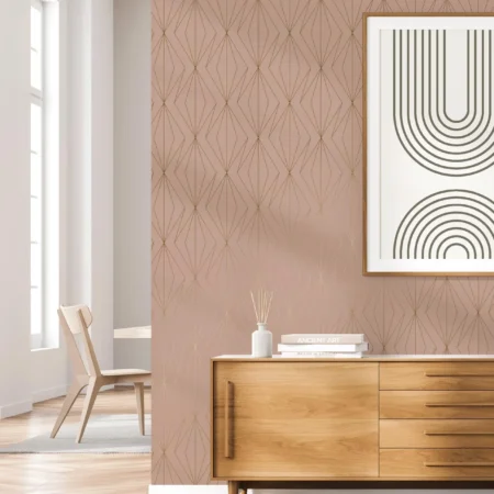 Duurzaam Behang | Golden Lines | Goud geometrische lijnen | Nude |100 x 280 cm | Kek Amsterdam | Peltenburg Natuurverf