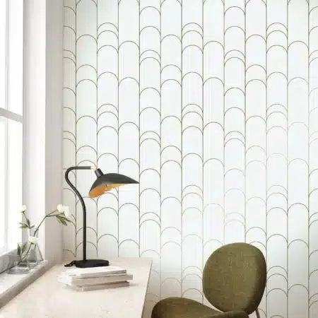 Duurzaam Behang | Golden Lines | Goud grafische lijnen | Off-white II |100 x 280 cm | Kek Amsterdam | Peltenburg Natuurverf