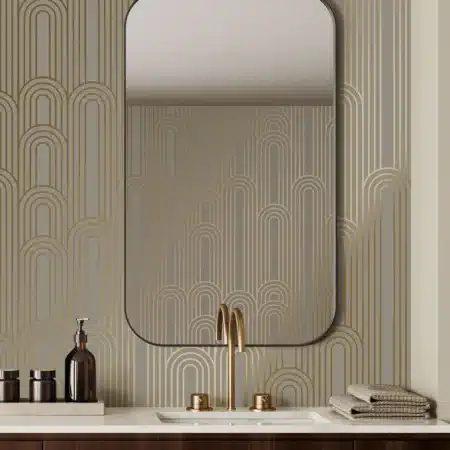 Duurzaam Behang | Golden Lines | Goud geometrische lijnen | Taupe I |100 x 280 cm | Kek Amsterdam | Peltenburg Natuurverf