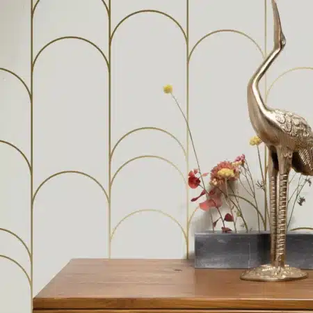 Duurzaam Behang | Golden Lines | Goud grafische lijnen | Zand II |100 x 280 cm | Kek Amsterdam | Peltenburg Natuurverf