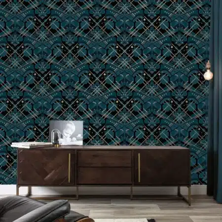 Duurzaam Behang | Goud behang | Art Déco Animaux | Animaux  Butterfly  Blauw | 50 cm x 10 m | Kek Amsterdam | Peltenburg Natuurverf