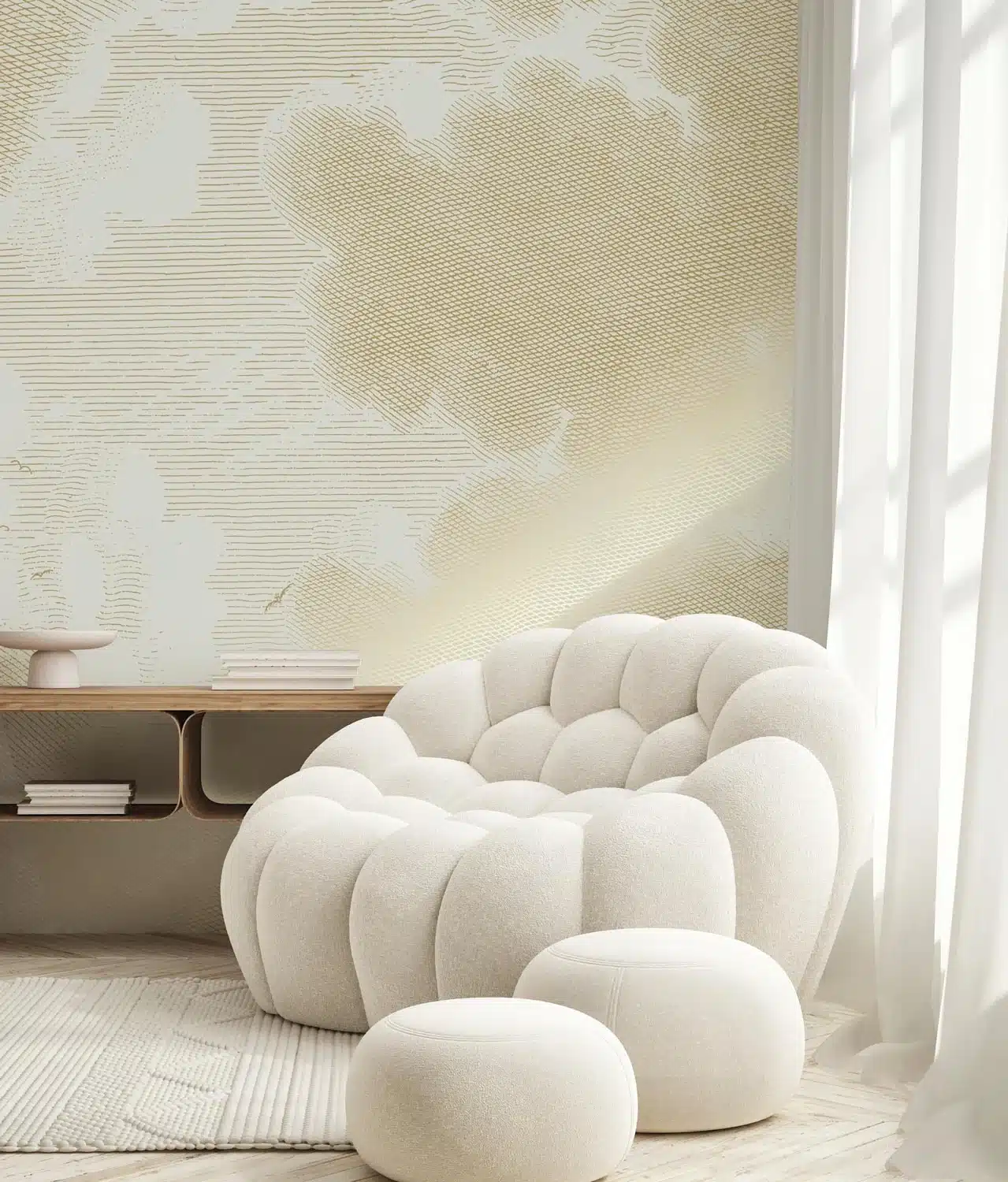 Duurzaam Fotobehang | Goud behang Engraved Clouds, Zand | Kek Amsterdam | Peltenburg Natuurverf - Afbeelding 2