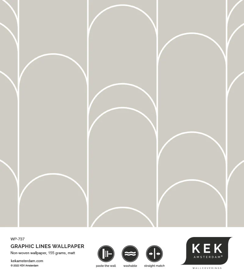 Duurzaam Behang | Graphic Lines | Grafische lijnen | Beige II |100 x 280 cm | Kek Amsterdam | Peltenburg Natuurverf - Afbeelding 6