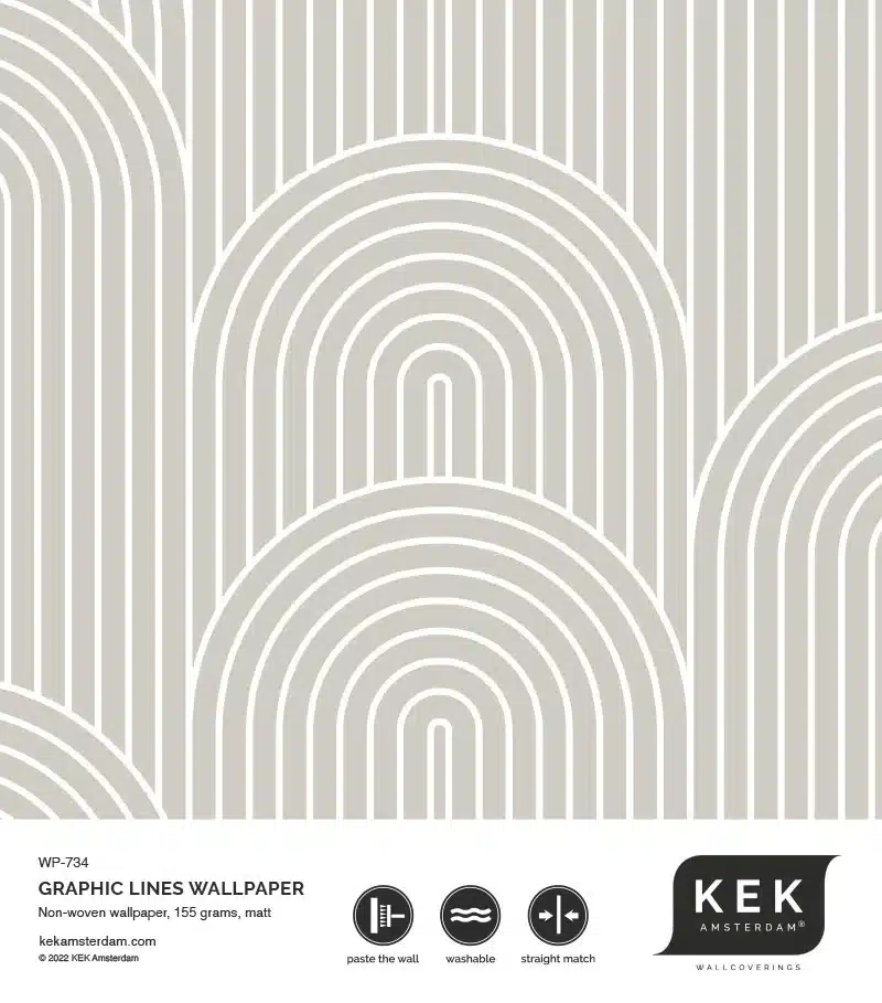 Duurzaam Behang | Graphic Lines | Grafische lijnen | Beige I |100 x 280 cm | Kek Amsterdam | Peltenburg Natuurverf - Afbeelding 6