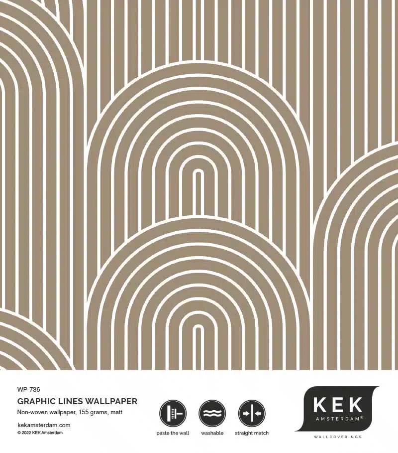 Duurzaam Behang | Graphic Lines | Grafische lijnen | Klei I |100 x 280 cm | Kek Amsterdam | Peltenburg Natuurverf - Afbeelding 5