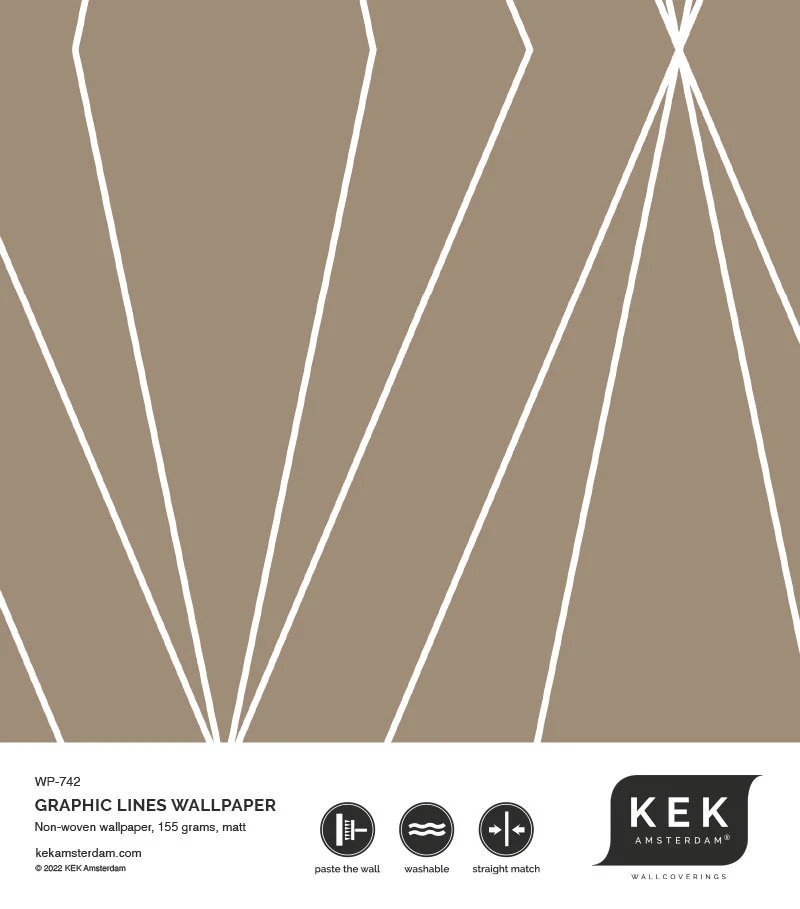 Duurzaam Behang | Graphic Lines | Grafische lijnen | Klei |100 x 280 cm | Kek Amsterdam | Peltenburg Natuurverf - Afbeelding 5