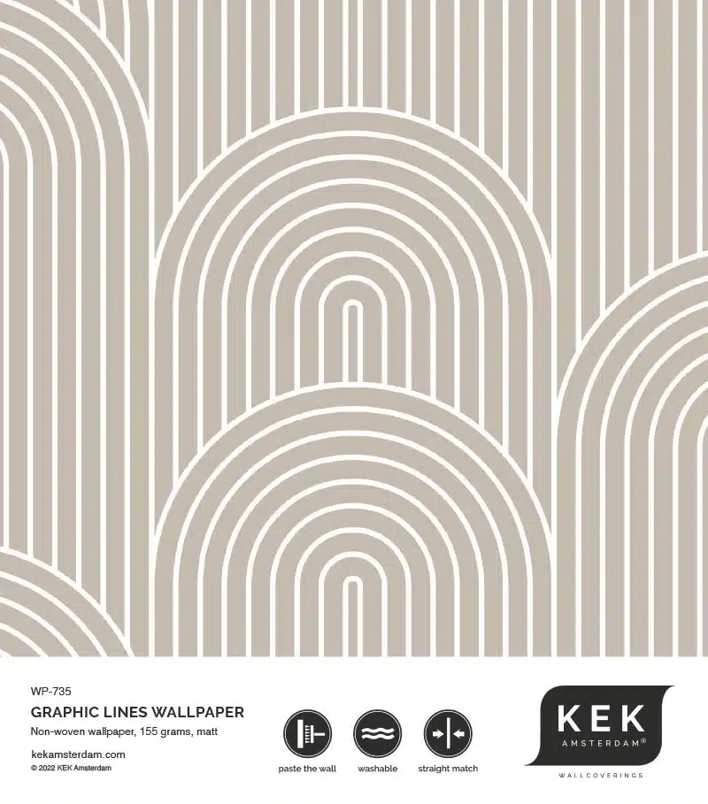 Duurzaam Behang | Graphic Lines | Grafische lijnen | Zand |100 x 280 cm | Kek Amsterdam | Peltenburg Natuurverf - Afbeelding 5