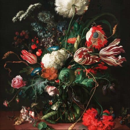 Duurzaam Fotobehang | Zwart behang met Bloemen | Golden Age Flowers | Kek Amsterdam | Peltenburg Natuurverf