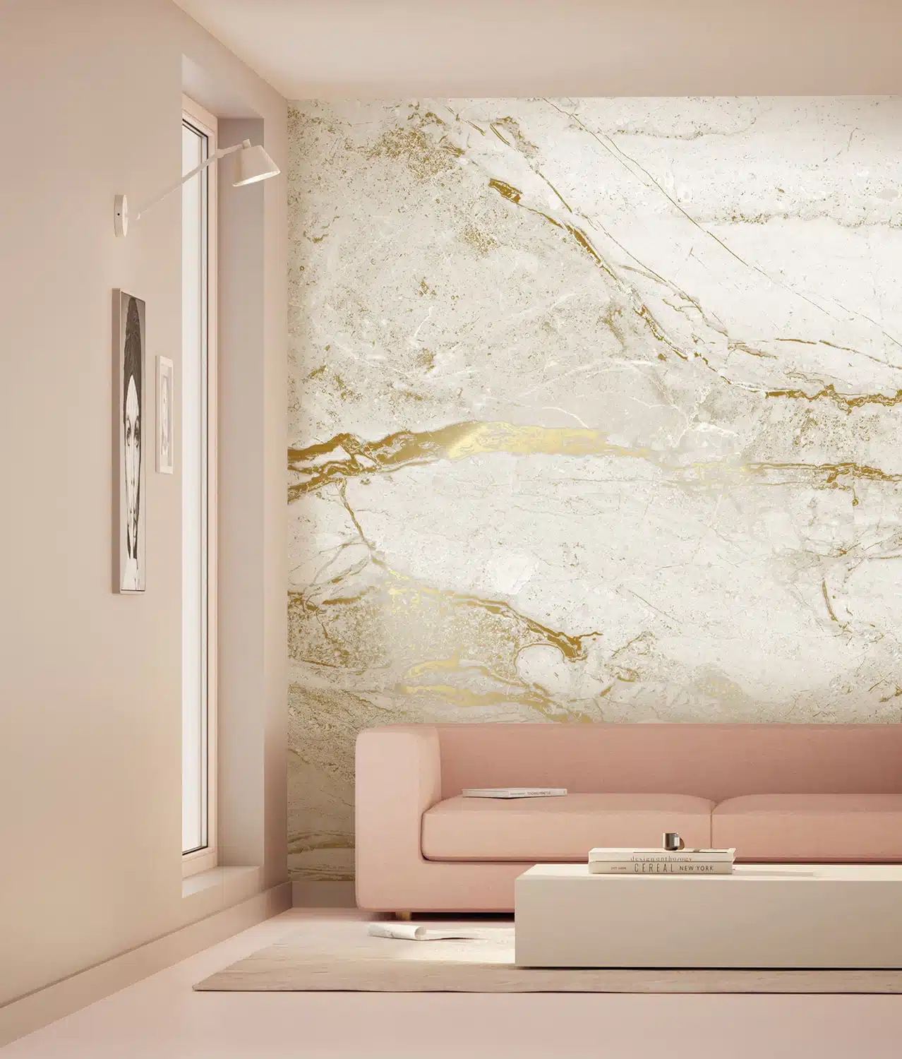 Duurzaam Fotobehang | Marmer | High Gloss Gold | Wit | Kek Amsterdam | Peltenburg Natuurverf - Afbeelding 2