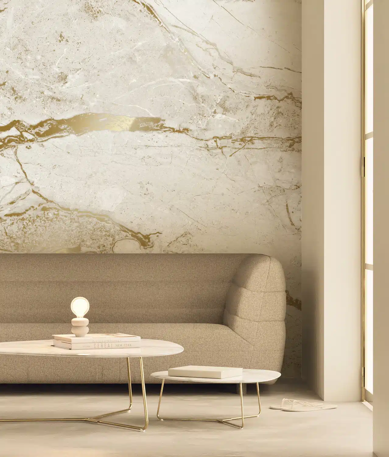 Duurzaam Fotobehang | Marmer | High Gloss Gold | Wit | Kek Amsterdam | Peltenburg Natuurverf