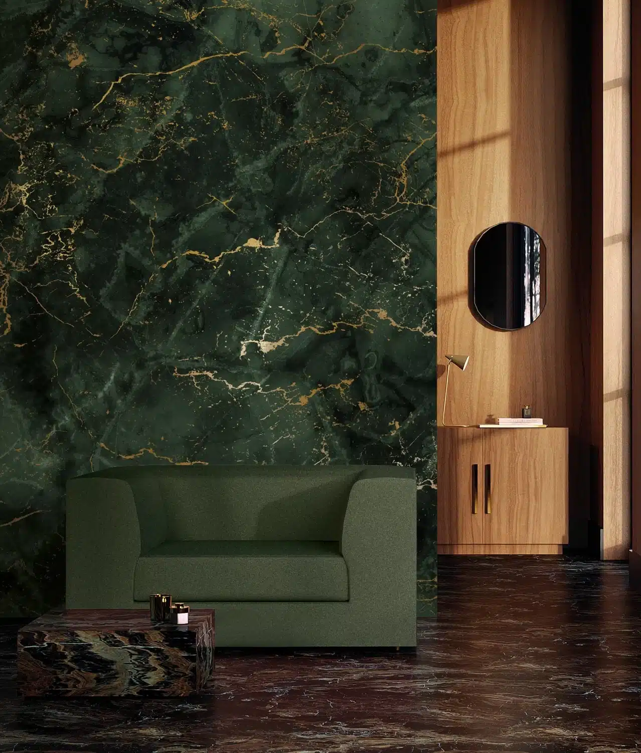 Duurzaam Fotobehang | Marmer | High Gloss Gold | Groen | Kek Amsterdam | Peltenburg Natuurverf - Afbeelding 2