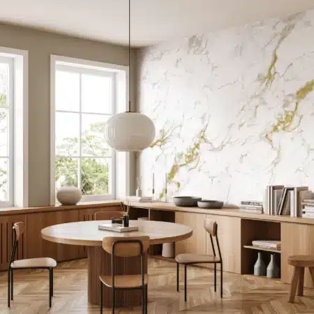 Duurzaam Fotobehang | Marmer | Wit | Oker | Kek Amsterdam | Peltenburg Natuurverf