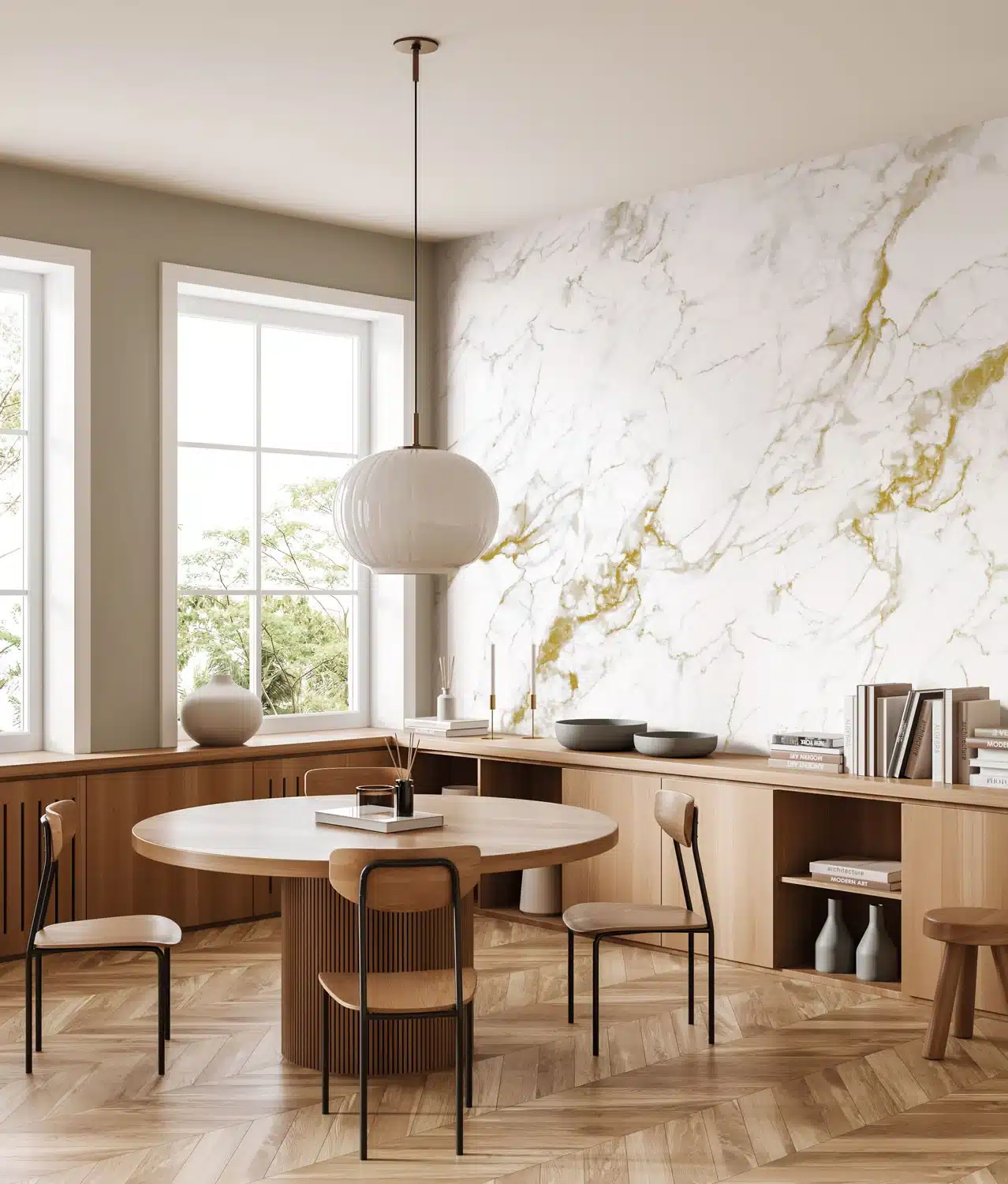 Duurzaam Fotobehang | Marmer | Wit | Oker | Kek Amsterdam | Peltenburg Natuurverf